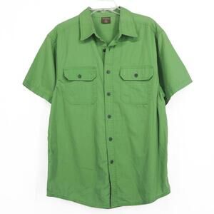 Great Outdoors Men's Green Button Up Outdoor Work Short Sleeve Shirt Size Medium